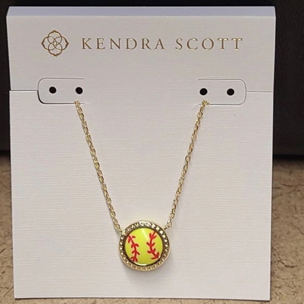 Kendra Scott Yellow and Red Baseball Necklace